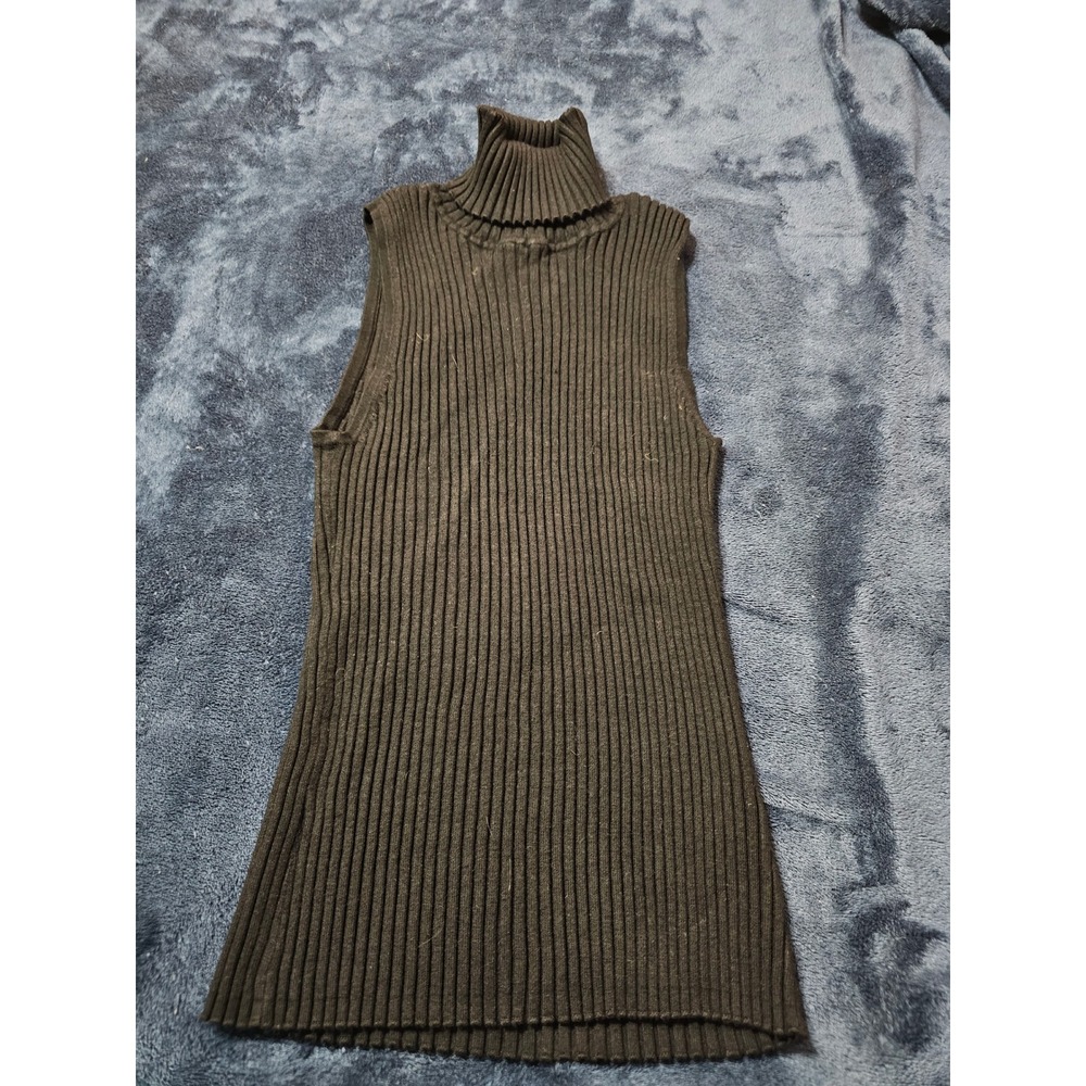 Apostrophe Womens Black Ribbed Sleeveless Turtleneck Sweater Top Size M 10-12